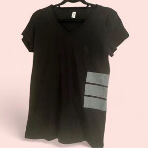 Bella Canvas Black V-Neck Tee with Gray Rib Cage Logo